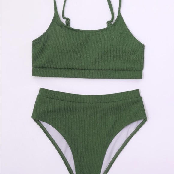Green Ribbed Bikini Set - Picture 3 of 10